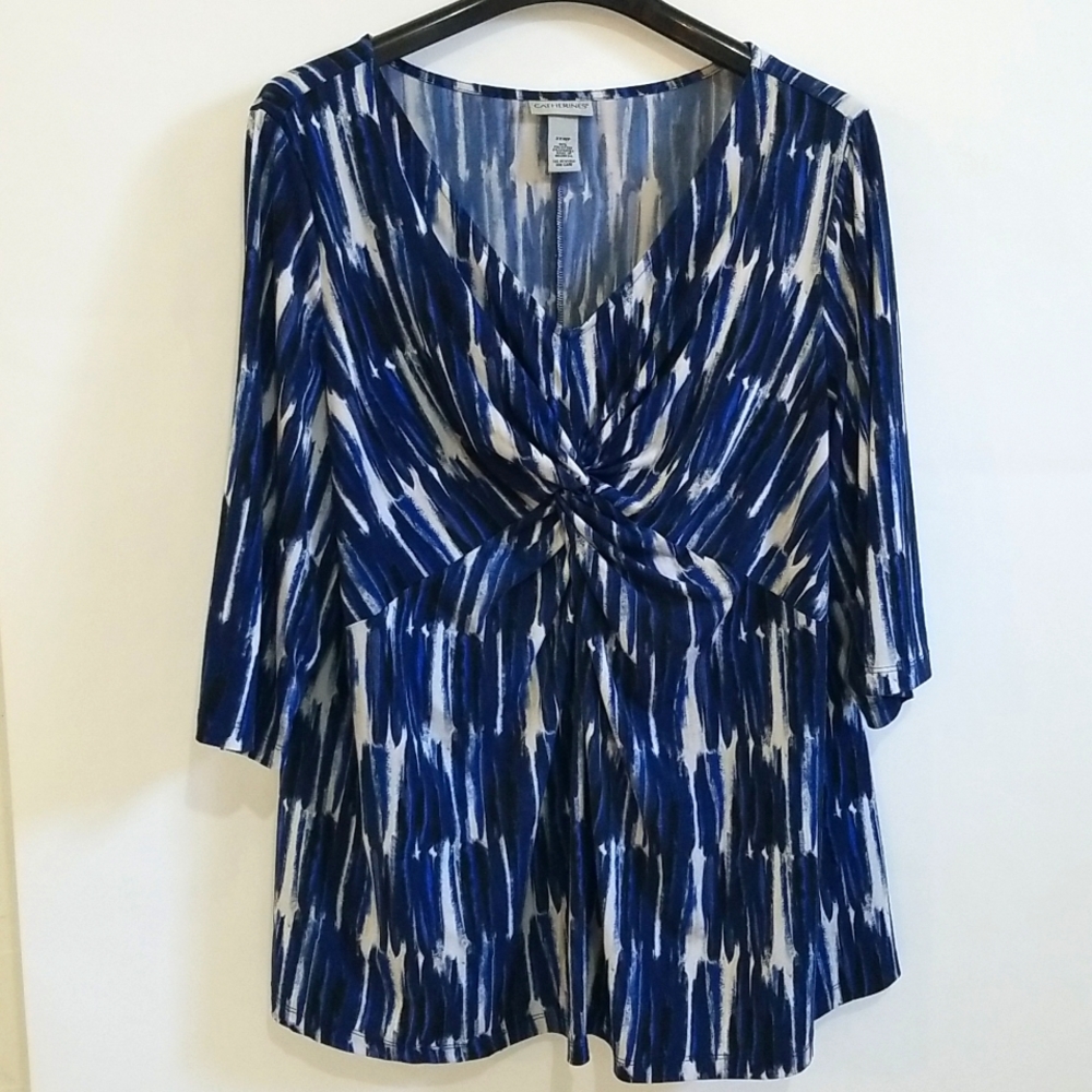 Womens Plus Size 2X Petite Catherine's, Twist Front, 3/4 Sleeve Top